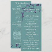Elegant paars en blauwgroen Floral Swirl Wedding P Kaart (Voorkant / Achterkant)
