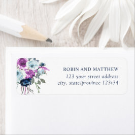 Elegant Paars en Blue Floral Address Label