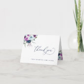 Elegant Paars en Blue Floral Wedding Folded Bedankkaart (Voorkant)