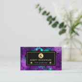 Elegant Paars en Blue Galaxy Marble Visitekaartje (Staand voorkant)