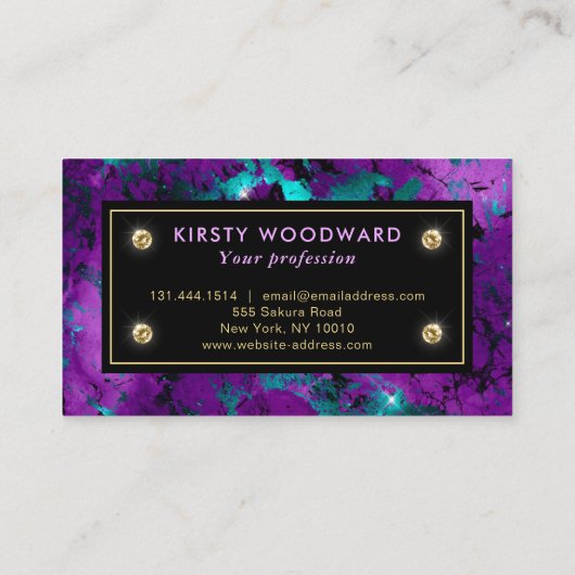 Elegant Paars en Blue Galaxy Marble Visitekaartje (Achterkant)