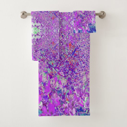 Elegant Paars en Blue Limelight Hydrangea Bad Handdoek (Insitu)