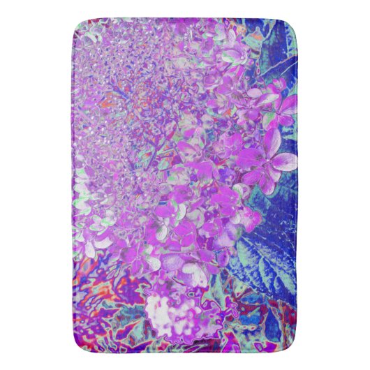 Elegant Paars en Blue Limelight Hydrangea Badmat (Voorkant Verticaal)