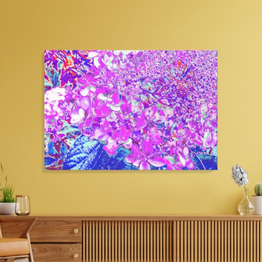 Elegant Paars en Blue Limelight Hydrangea Canvas Afdruk (Insitu (Woonkamer))