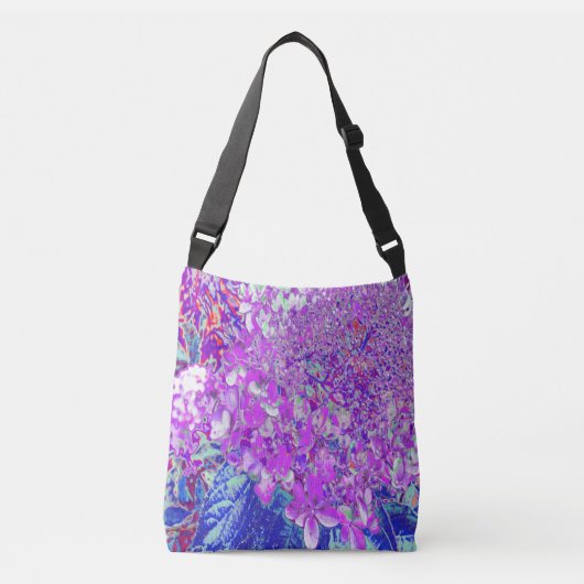 Elegant Paars en Blue Limelight Hydrangea Crossbody Tas (Voorkant)