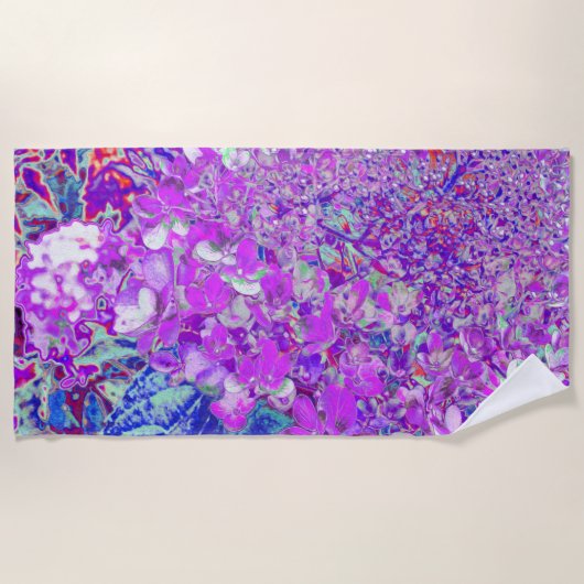 Elegant Paars en Blue Limelight Hydrangea Strandlaken (Voorkant)