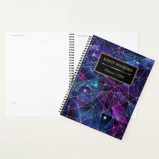 Elegant Paars en Blue Midnight Crystal Galaxy Planner (Display)