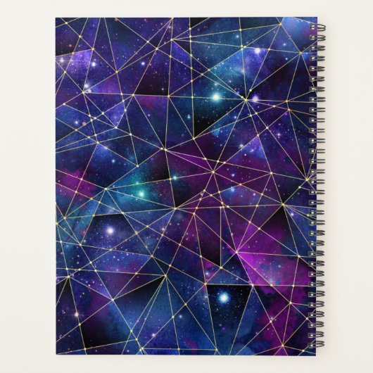 Elegant Paars en Blue Midnight Crystal Galaxy Planner (Achterkant)