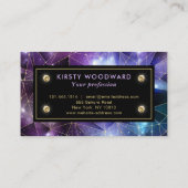 Elegant Paars en Blue Midnight Crystal Galaxy Visitekaartje (Achterkant)