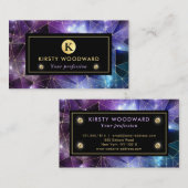 Elegant Paars en Blue Midnight Crystal Galaxy Visitekaartje (Voorkant / Achterkant)