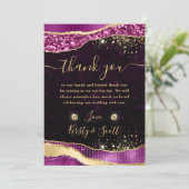 Elegant Paars en Glitter Glam Ruwen Weddenschap Bedankkaart (Staand voorkant)