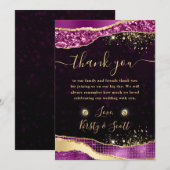 Elegant Paars en Glitter Glam Ruwen Weddenschap Bedankkaart (Voorkant / Achterkant)