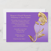 Elegant Paars en Gold 50e Jubileum nodigt uit Kaart (Achterkant)