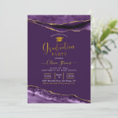 Elegant Paars en Gold Agate Graduation Party Kaart (Staand voorkant)