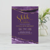 Elegant Paars en Gold Agate Surprise Birthday Kaart (Staand voorkant)