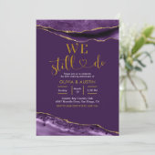 Elegant Paars en Gold Agate Wedding Jubileum Kaart (Staand voorkant)