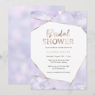 Elegant Paars en Gold Bridal Shower-uitnodiging Kaart