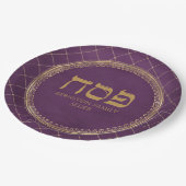 Elegant Paars en Gold Custom Jewish Passover Papieren Bordje (Gekanteld)