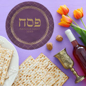 Elegant Paars en Gold Custom Jewish Passover Papieren Bordje