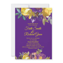Elegant Paars en Gold Fall Wedding Invitations