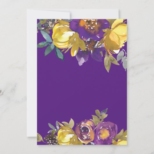 Elegant Paars en Gold Fall Wedding Invitations Kaart (Achterkant)