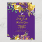 Elegant Paars en Gold Fall Wedding Invitations Kaart (Voorkant / Achterkant)