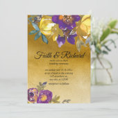 Elegant Paars en Gold Fall Wedding Invitations Kaart (Staand voorkant)