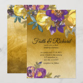 Elegant Paars en Gold Fall Wedding Invitations Kaart (Voorkant / Achterkant)