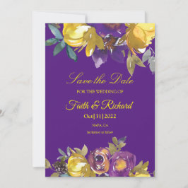 Elegant Paars en Gold Fall Wedding Save the Date