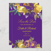 Elegant Paars en Gold Fall Wedding Save the Date (Voorkant / Achterkant)