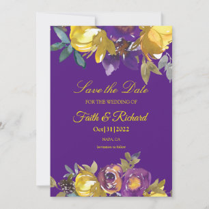 Elegant Paars en Gold Fall Wedding Save the Date