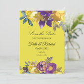 Elegant Paars en Gold Fall Wedding Save the Date (Staand voorkant)