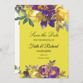 Elegant Paars en Gold Fall Wedding Save the Date (Voorkant / Achterkant)