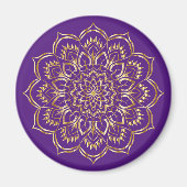 Elegant Paars en Gold Floral Mandala Pattern Magneet (Voorkant)
