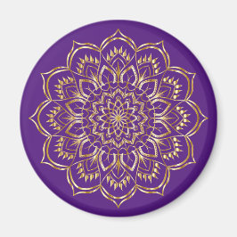 Elegant Paars en Gold Floral Mandala Pattern Magneet