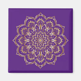 Elegant Paars en Gold Floral Mandala Pattern Magneet