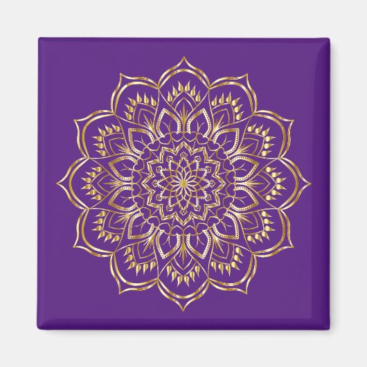 Elegant Paars en Gold Floral Mandala Pattern Magneet (Voorkant)