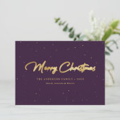Elegant Paars- en Gold Foil-kerstkaarten Feestdagenkaart (Staand voorkant)