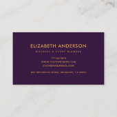 Elegant Paars en Gold Foil Wedding Event Planner Visitekaartje (Achterkant)