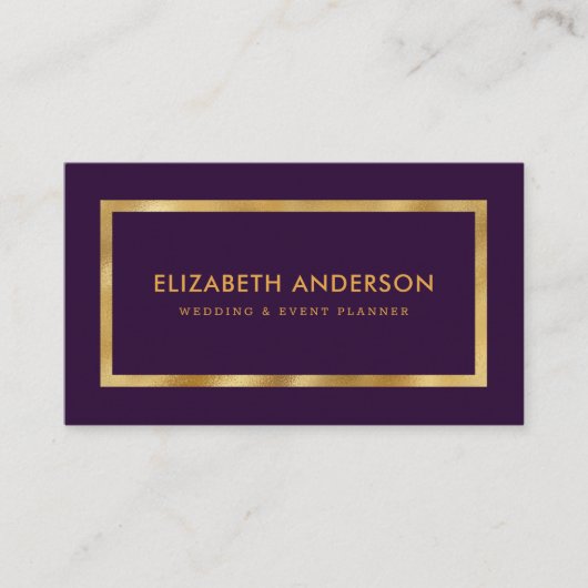 Elegant Paars en Gold Foil Wedding Event Planner Visitekaartje (Voorkant)
