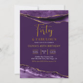 Elegant Paars en Gold Forty en Fabulous Kaart (Voorkant)