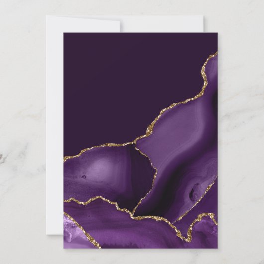 Elegant Paars en Gold Glitter Agate Sweet 16 Kaart (Achterkant)
