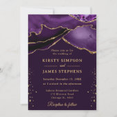 Elegant Paars en Gold Glitter Agate Wedding Kaart (Voorkant)