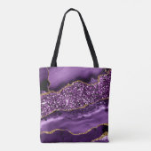 Elegant Paars en Gold Glitter Ocean Agate Tote Bag (Achterkant)