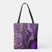 Elegant Paars en Gold Glitter Ocean Agate Tote Bag (Achterkant)