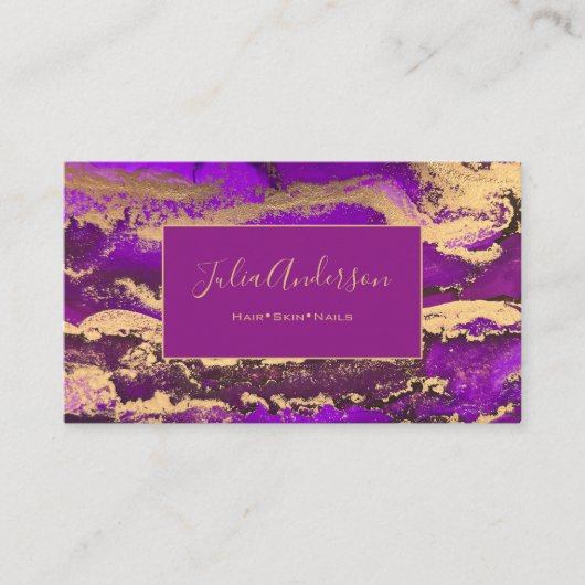 Elegant Paars en Gold Glitter Visitekaartje (Voorkant)