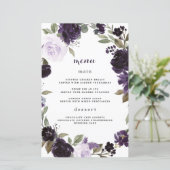 Elegant Paars en Gold Green Wedding Menu Kaarten (Staand voorkant)