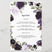 Elegant Paars en Gold Green Wedding Menu Kaarten (Voorkant)