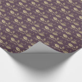 Elegant Paars en Gold Holly Berries Kerstmis Cadeaupapier (Hoek)