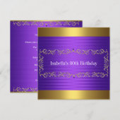 Elegant Paars en Gold Jewel Birthday Event Kaart (Voorkant / Achterkant)